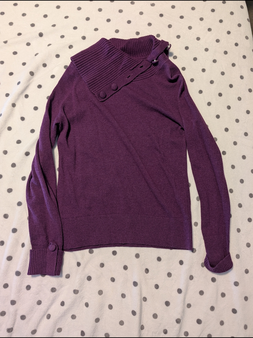 Banana Republic Plum Button-Trim Cowl Neck Sweater